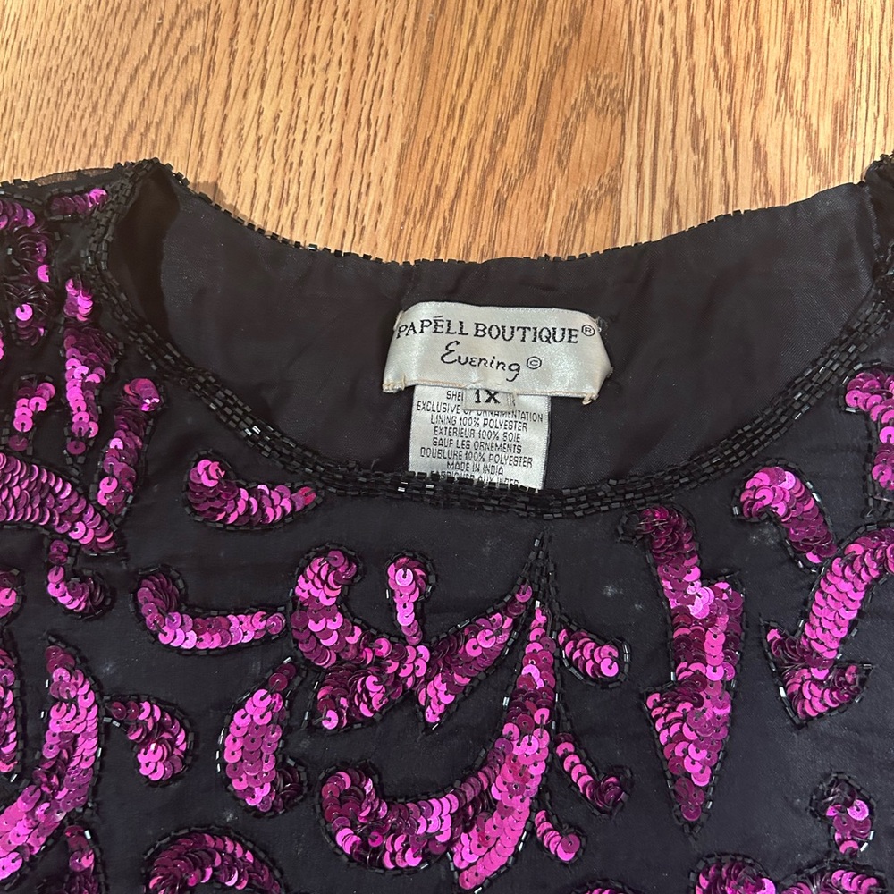 Vintage sequins tunic pink and black - Picture 2 of 3